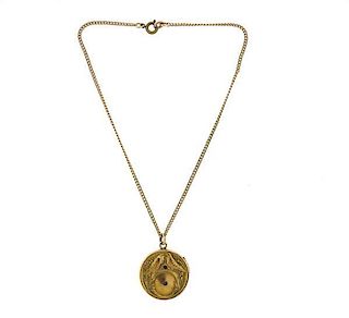 Antique Gold Locket Pendant Necklace