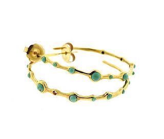 Ippolita 18k Gold Turquoise Hoop Earrings