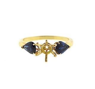 18k Gold Blue Stone Engagement Ring Setting