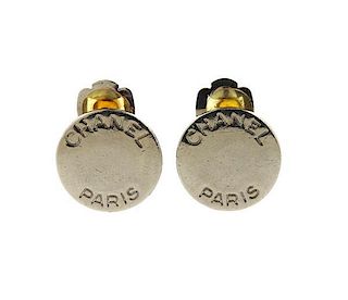 Chanel Silver Tone Clip Earrings