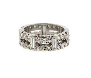 18k Gold Diamond Two Row Wedding Band Ring