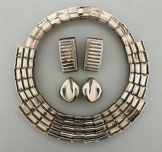Mexican Sterling Large Necklace Earrings Lot