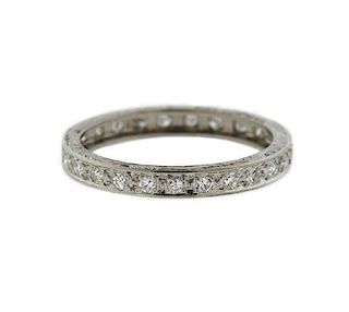 Art Deco 18k Gold Diamond Eternity Wedding Band Ring
