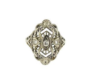 Art Deco Filigree 18K Gold Diamond Ring