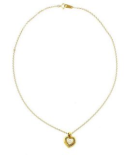 Mikimoto 18K Gold Pearl Heart Pendant Necklace