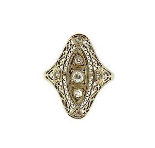 Art Deco Filigree 14k Gold Diamond Ring