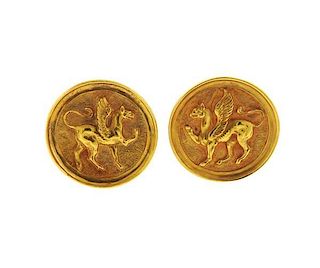 Lantuch  Mythical Motif 18k Gold Large Earrings