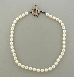 Tiffany &amp; Co Sterling Pearl Toggle Necklace