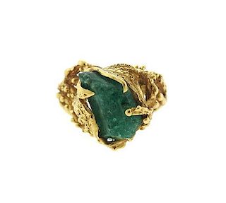 Naturalistic 18k Gold Emerald Ring