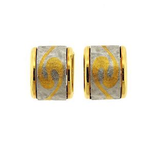 Michael Bondanza 18k Gold Platinum Huggie Earrings