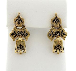 Antique Victorian 12k Gold Enamel Earrings