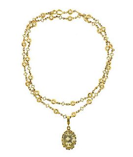 Loree Rodkin 18k Gold Lemon Quartz Pendant Necklace