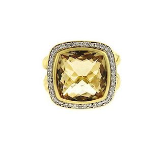 David Yurman 18k Gold Diamond Citrine Albion Ring