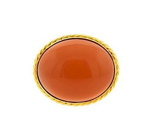David Yurman 18k Gold Peach Moonstone Ring