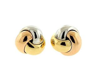 Cartier trinity 18k Tri Color Gold Knot Earrings