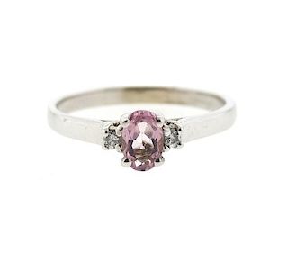 14k Gold Pink Sapphire Diamond Ring