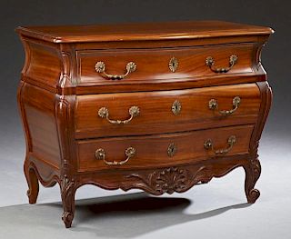 French Louis XV Style Carved Mahogany Bombe Commod