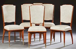 Set of Six French Mid Century Modern Carved Beech
