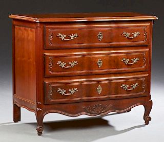 Louis XV Style Carved Cherry Bombe Commode, 20th c