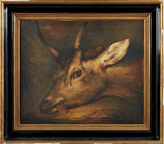 S. Dalan, "The Deer," 19th c., oil on canvas, sign