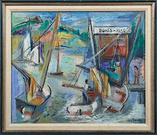 G.G. Young, "Harbor Scene," early 20th c., oil on
