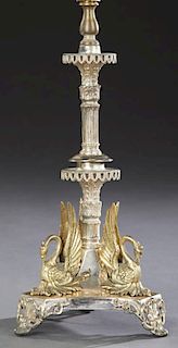 Silverplated Swan Lamp, early 20th c., with a reli