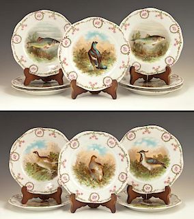 Twelve Piece Bavarian Porcelain Game Set, 19th c.,