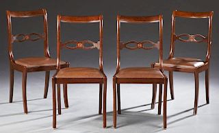 Set of Four Sheraton Style Carved Mahogany Dining