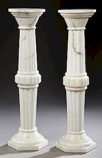 Pair of French Alabaster Pedestals, early 20th c.,