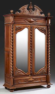 French Henri II Style Carved Walnut Armoire, 19th
