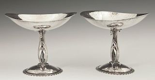 Pair of Arts and Crafts Sterling Compotes, by Cell