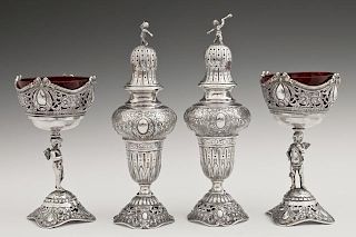 Group of Four German .800 Silver Table Articles, l