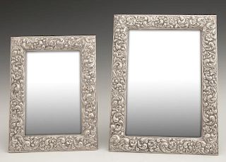 Two Sterling Silver Easel Picture Frames, 20th c.,