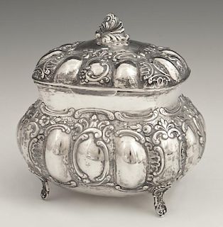 Continental .800 Silver Tea Caddy, 19th c., with r