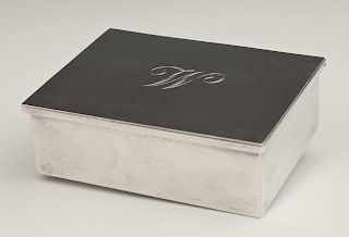 Sterling Cartier Cigarette Box, 20th c., with a ma