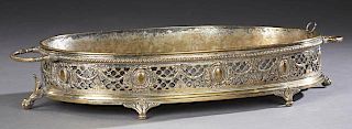 Large Silverplated Brass Oval Center Bowl, 19th c.