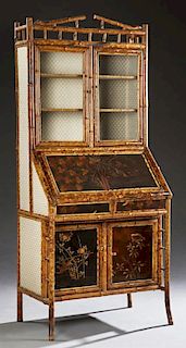 Anglo Indian Bamboo Secretary Bookcase, late 19th