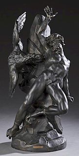 After Puget, "Promethee," early 20th c., patinated