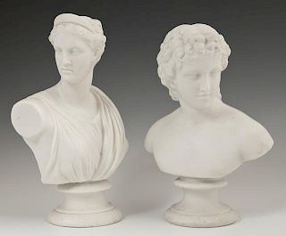 Two Parian Busts, 19th c., One of Cupid, by J & T