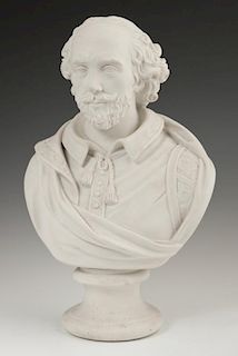 Large Parian Bust, 19th c., of William Shakespeare