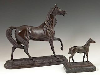 Two Horse Figures, early 20th c., one of spelter o