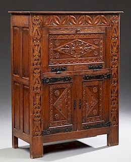 Unusual French Renaissance Style Well Carved Oak S