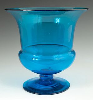 Steuben Celeste Blue Campana Form Clear Glass Foot