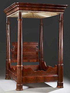 American Carved Mahogany Full Tester Bed, c. 1860,