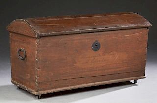 Oak Dome Top Trunk, 19th c., the top with hand wro