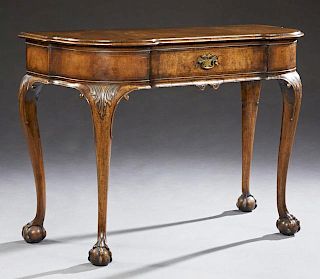 Chippendale Style Carved Inlaid Mahogany Console T