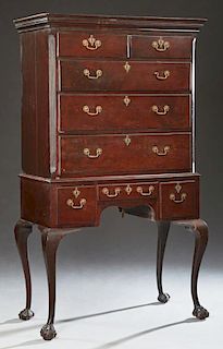 English Carved Mahogany Tall Chest On Stand, 19th