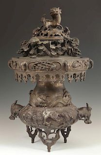 Japanese Patinated Bronze Censer, c. 1900, of balu
