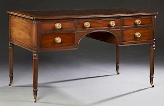English Carved Mahogany Regency Style Desk, 20th c