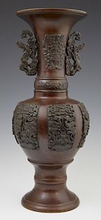 Japanese Patinated Bronze Baluster Vase, early 20t